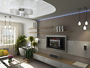 Гостиная в трехкомнатной квартире. г. Екатеринбург